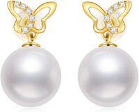 wholesale 14K Gold Freshwater Pearl Butterfly Infinity Stud Earrings for Women Gifts-Butterfly pearl earrings