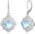 wholesale 925 Sterling Silver 925 Blue Opalite Flower Shape Leverback Dangle Drop Earrings for Women-0-0