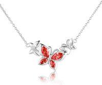 wholesale Sterling Silver Birthstone Butterfly Choker Necklace for Women-Butterfly Necklace