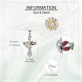 wholesale 925 Sterling Silver Ladybug and Daisy Flower Cross Pendant Necklace for Women Girls Christian Faith Gift 47cm Chain Length-0-3