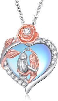 wholesale 925 Sterling Silver Rose Gold Plated Heart-Shaped Mother Daughter Love Pendant Necklaces-Two Sisters