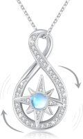 wholesale 925 Sterling Silver Moonstone Star Pendant Necklace for Women Girls-0-0