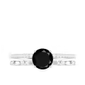 TOUPOP Sterling Silver Black Onyx Moissanite Agate Wedding Ring Set-0-1