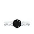 TOUPOP Sterling Silver Black Onyx Moissanite Agate Wedding Ring Set-0-1