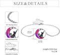 wholesale 925 Sterling Silver Purple Enamel Moon Cat Teardrop Anklet for Women-0-3