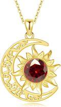 wholesale 18K Gold Plated Natural Gemstone Crescent Necklace for Women Moon Sun Pendant Gift for Her-0-0