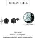 wholesale 925 Sterling Silver Black CZ Pentagonal Stud Earrings-0-4