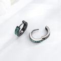 wholesale 925 Sterling Silver Turquoise Stone Inlay Black Hoop Huggies Punk Gothic Earrings for Women and Men-0-4