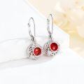 wholesale 18K White Gold Plated 925 Sterling Silver Red Gemstone Crystal Filigree Dangle Earrings with Leverback Clasp-0-2