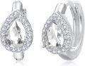wholesale 925 Sterling Silver Birthstone Pear Teardrop Huggie Hoop Earrings for Women-0-0