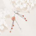 wholesale 925 Sterling Silver Rose Flower Red Crystal Long Tassel Earings for Women-0-4