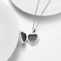 wholesale 925 Sterling Silver Photo Heart Pendant with Floral Engraving and Mother & Child Design - Holds Pictures Inside for Women's -0-2