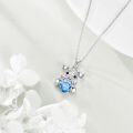 wholesale 925 Sterling Silver Blue Crystal Love Heart Dog Necklace for Women Girls Gifts Animal Charm Pendants Jewelry Set-0-3