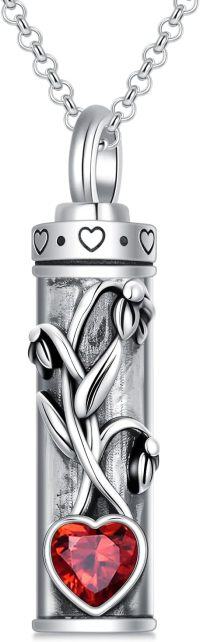 wholesale 925 Sterling Silver & Cubic Zirconia January Birthstone Snowdrop Flower Urn Necklace for Ashes with 18 Rolo Chain-01-January-Snowdrop