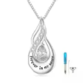 wholesale 925 Sterling Silver Pink Crystal Teardrop Pendant with Custom Engraving & Box Chain Necklace-0-0