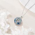 wholesale 925 Sterling Silver Blue Crystal Tree of Life Pendant Necklace with Chai Yin Yang Witch's Knot Charm-0-2