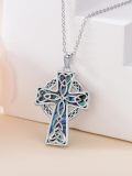 wholesale TOUPOP Celtic Cross Necklace For Women 925 Sterling Sliver Cross Pendant Necklaces Abalone Shell Jewelry Gifts For Women Her Daughter Religious Christian Gifts -0-4