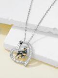 wholesale 925 Sterling Silver Black and Gold Doberman Pinscher Pendant Necklaces for Women Love You Forever Gifts-0-5