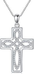wholesale 925 Sterling Silver Infinity Cross Pendant Necklace for Women - Faith  for Mom Wife Daughter Sister-0-0