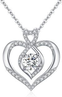 wholesale 925 Sterling Silver CZ Infinity Heart Pendant Necklace for Women-Small Infinity