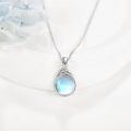 wholesale 925 Sterling Silver Moonstone Teardrop Pendant Necklace Platinum Plated Wire Wrapped Chain-0-1