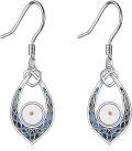 wholesale 925 Sterling Silver Abalone Shell Teardrop Celtic Knot Dangle Drop Earrings-0-0