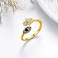 TOUPOP Sterling Silver Evil Eye Hamsa Ring Amulet Protection Jewelry Gift-0-3