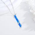 wholesale Sterling Silver Opal Leaf Bar Necklace White Blue Green Gift for Women Teens-0-7