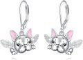 wholesale 925 Sterling Silver French Bulldog Angel Wing Drop Earrings Gift for Women-0-0