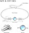 wholesale 925 Sterling Silver Blue Moonstone Flower Chain Anklet Jewelry for Women Girls 7-8 Adjustable Length-0-2