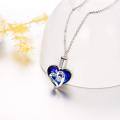 wholesale 925 Sterling Silver Blue Austrian Crystal Heart Cremation Jewelry with Funnel and Pin Set-0-2
