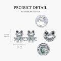 wholesale 925 Sterling Silver Green Stone Frog Stud Earrings - Cute Animal  for Girls and Women-0-3