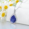 TOUPOP Sterling Silver Gemstone Teardrop Filigree Pendant Necklace-0-2