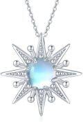 wholesale 925 Sterling Silver Blue Opal Sun & Moon Pendant Necklaces for Women - I Love You to the Moon and Back-0-0
