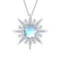 wholesale 925 Sterling Silver Blue Opal Sun & Moon Pendant Necklaces for Women - I Love You to the Moon and Back-0-0