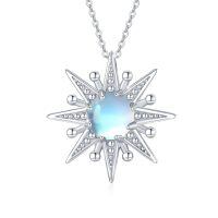 wholesale 925 Sterling Silver Blue Opal Sun & Moon Pendant Necklaces for Women - I Love You to the Moon and Back-30- Sun Moonstone