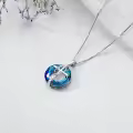 TOUPOP Sterling Silver Blue Crystal Stethoscope Cross Pendant-0-4