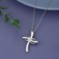 wholesale 925 Sterling Silver and Gold Plated Cubic Zirconia Cross Necklace with Infinity Pendant - Faith -0-8