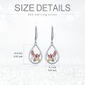 wholesale 925 Sterling Silver Cardinal Bird Teardrop Drop Dangle Earrings with Red Enamel and Gold Accents-0-2