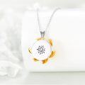 wholesale 925 Sterling Silver Gold Plated Sunflower Spinning Pendant Necklace for Women Girls Gifts 45cm Chain Length-0-1