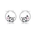 wholesale 925 Sterling Silver Cow Cartoon Charm Hoop Earrings for Girls and Women Gift Idea-0-0