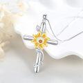 wholesale 925 Sterling Silver Sunflower Cross Pendant Necklace for Women Girls Christian s-0-4
