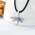 wholesale 925 Sterling Silver Dragonfly Blue Heart Crystal Pendant Black Braided Leather Cord Choker Necklaces for Women s-0-4