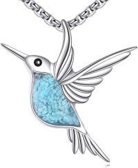 wholesale Sterling Silver Turquoise Animal Necklace Pendant for Women Men-Hummingbird-2