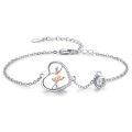 wholesale 925 Sterling Silver Heart Charm Bracelet Wholesale With Crystal Pendant And Rose Gold Accents-0-0