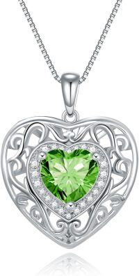 wholesale 925 Sterling Silver with 12 Birthstones Heart Celtic Necklace for Her-5-May-Emerald