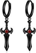 wholesale Black  Red Crystal Sword Drop Dangle Earrings Norse Viking s for Women Men 3D Design Gothic Style Accessories-0-0