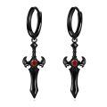 wholesale 925 Sterling Silver Black Gold Plated Gothic Dagger Red Crystal Drop Earrings-0-0
