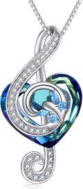 wholesale TOUPOP Gifts For Music Lover Musical Note Necklace Sterling Silver Crystal Music Note Jewelry -0-0