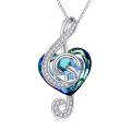 TOUPOP Sterling Silver Crystal Musical Note Necklace-0-0